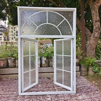 Ventana de Hierro Forjado Arqueada, Diseño Antiguo, Personalizable y Duradera, para Decoración de Casas y Villas, Ventanas Francesas
