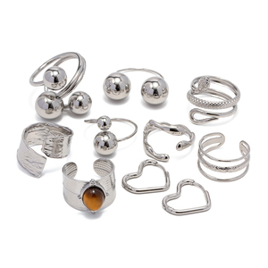 Nhẫn Hở Hình Hạt Mạ Vàng Bạc Thép Không Gỉ 18K Trang Sức Thời Trang Nhẫn Nhiều Lớp Không Đều - Product Image 1