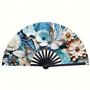 Éventail pliant en bambou personnalisé de 13 pouces, grand format, en papier écologique, avec magnifique peinture décorative, idéal pour souvenirs et fêtes - Product Image 6