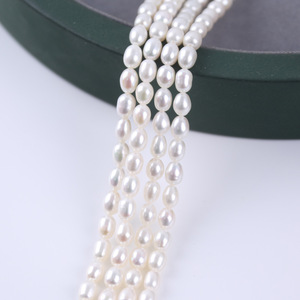 Perles d'eau douce naturelles de haute qualité, 5-6 mm, blanches, en forme de mètre, semi-finies, pour la fabrication de bijoux en collier, vente en gros - Product Image 5