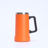 Mug à bière isotherme à double paroi de grande capacité 24 oz avec poignée, en acier inoxydable, pour l'Oktoberfest