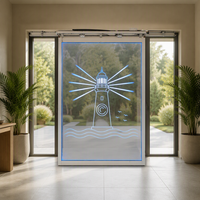 Porte coulissante automatique à double battant en aluminium avec éclairage LED, porte coulissante à double battant en verre trempé pour centre commercial et salle d'exposition