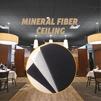 Plaques de plafond suspendu en fibre minérale ignifuge acoustique de couleur noir mat moderne PuloMax pour cinéma, restaurant, hall, théâtre
