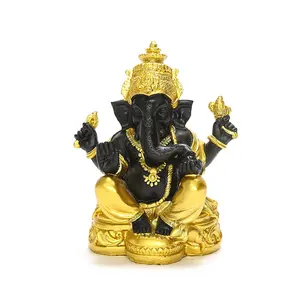 Yüksek kaliteli reçine küçük hint fil tanrı dini hediyeler el sanatları hatıra ev dekor Ganesha heykeli Hindu tanrı