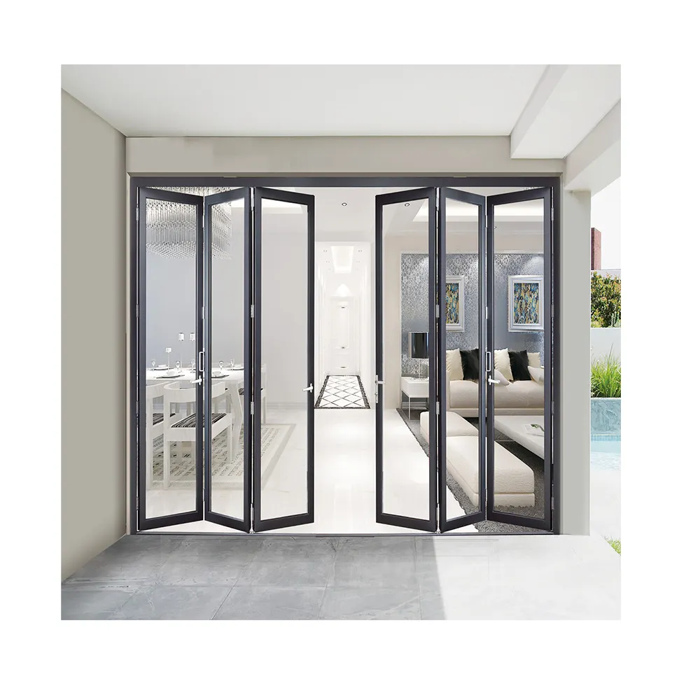 modern bi-folding door with Hurricane proof aluminum exterior door for home