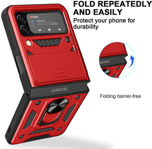 Mạnh mẽ camshield Trường hợp với vòng kim loại đứng cho Samsung lật 3 lật <span class=keywords><strong>4</strong></span> lật 5 Huawei P50 túi lật 6 Motorola RAZR 40 siêu - Product Image 4