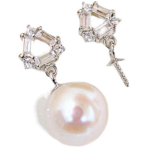 Boucles d'oreilles pendantes en argent S925 avec perles rondes de 8-11 mm et support vide, accessoires de perles DIY, tendance, 21156 - Product Image 5