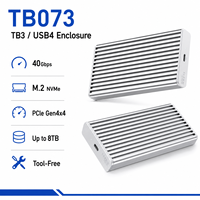 علبة تخزين M.2 NVMe SSD بسرعة 40 جيجابت في الثانية، متوافقة مع Thunderbolt 3/USB4، PCIe Gen4، بدون أدوات، سعة قصوى 8 تيرابايت، هيكل ألومنيوم مع مبدد حراري