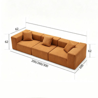 Canapé modulaire en velours côtelé, assise extra profonde de 62 cm, canapé en tissu sans accoudoirs à combinaison libre pour salon et appartement