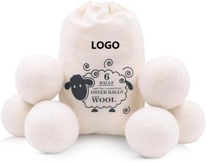 手作りケミカルフリー6パックXLサイズプレミアム再利用可能な天然生地柔軟剤ランドリーオーガニックウールドライヤーボール - Product Image 1