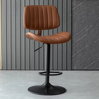Tabouret de bar pivotant réglable en cuir de style moderne du milieu du siècle avec dossier pour îlot de cuisine, chaise haute de bar pour comptoir