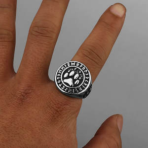 Anillos Vintage Resistentes al Agua de Buena Calidad, Anillo de Garra de Oso con Runas Vikingas de Acero Inoxidable 316L para Hombre - Product Image 4