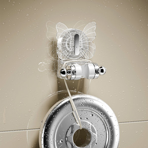 Yimijia <b>Shower</b> Head Holder Suction Cup Mount Transparent Butterfly Design Minimalist Bathroom <b>Accessory</b> - Product Image 4