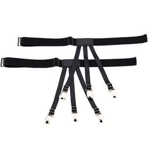 Jarretière pour <span class=keywords><strong>chemise</strong></span> réglable pour <span class=keywords><strong>homme</strong></span>, porte-jarretelles de jambe noires, porte-chemises, <span class=keywords><strong>bretelles</strong></span> cachées, pinces de verrouillage antidérapantes, 2 pièces - Product Image 4