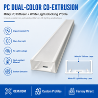 Profil diffuseur LED bicolore co-extrudé pour lampe de bureau, lampe de lecture, éclairage linéaire personnalisé