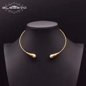 Collier ras du cou en perles d'eau douce naturelles pour femmes, bijoux en or faits à la main