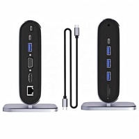 Docking Station Hub USB C 12-in-1 dengan Adaptor Monitor Ganda, HDMI 4K, VGA, RJ45 Ethernet, USB 3.0, SD, TF, Audio 3.5mm untuk Laptop PC