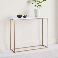 Table console de salon de luxe faite à la main SWT 2026 avec marbre et métal pour usage hôtelier