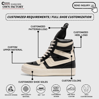 Sepatu Desainer Pria Sepatu Pria Sepatu High Top Kulit Asli Sepatu Segitiga Terbalik Besar Hitam Putih