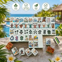 Ensemble de Mahjong de Luxe Moderne Esthétique « Grand-mère de la Côte » pour 4 Joueurs, Tuiles de Mahjong Américaines en Acrylique de 36 mm pour Maison de Plage