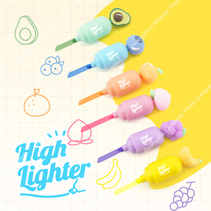 Stylos surligneurs miniatures en PVC et PP, mignons, en forme de fruits, 6 couleurs fruitées, pour enfants - Product Image 2
