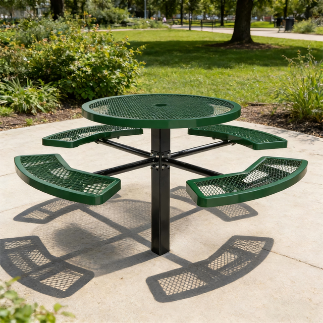 OEM 46" Round Modern Durable Metal Table and Chair Set Garden/Outdoor Camping Dining Table Ground Mount Expanded
