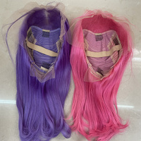 Fournisseurs chinois Alibaba, dropshipping en ligne, étiquette privée, perruques courtes en dentelle transparente de couleur violette, rose, marron, orange, bleu, vert