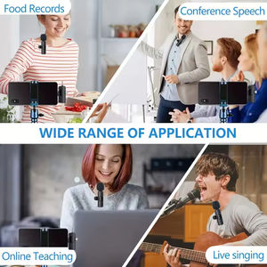 Microphone cravate sans fil miniature professionnel à condensateur omnidirectionnel USB-C avec suppression du bruit pour les interviews, en métal - Product Image 5