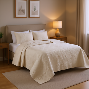 ชุดผ้าคลุมเตียงแบบกลับด้านได้ 3 ชิ้น ลายเรขาคณิต ผ้าฝ้ายเย็บลายสไตล์คลาสสิก สำหรับใช้ในบ้านทุกฤดู - Product Image 2