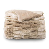 Jeté en fausse fourrure de lapin réversible ultra-pelucheux double face froncé texturé côtelé bulle Jacquard tricoté solide rayé