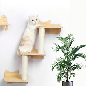 Pet Wall-mounted Climbing Shelf Set <strong>Kitten</strong> Perch Cat Wall Shelves With <strong>Scratching</strong> <strong>Post</strong> Jumping Cat Platform Hammock - Product Image 2