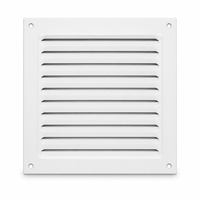 Grille d'aération carrée à persiennes fixes avec trous de fixation pré-percés, blanc beige, pour ventilation murale et de plafond CVC