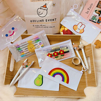Simple et transparent pochette à crayons en pvc transparent étui à crayons pour les étudiants fruits imprimé papeterie transportpour paquet de stylo