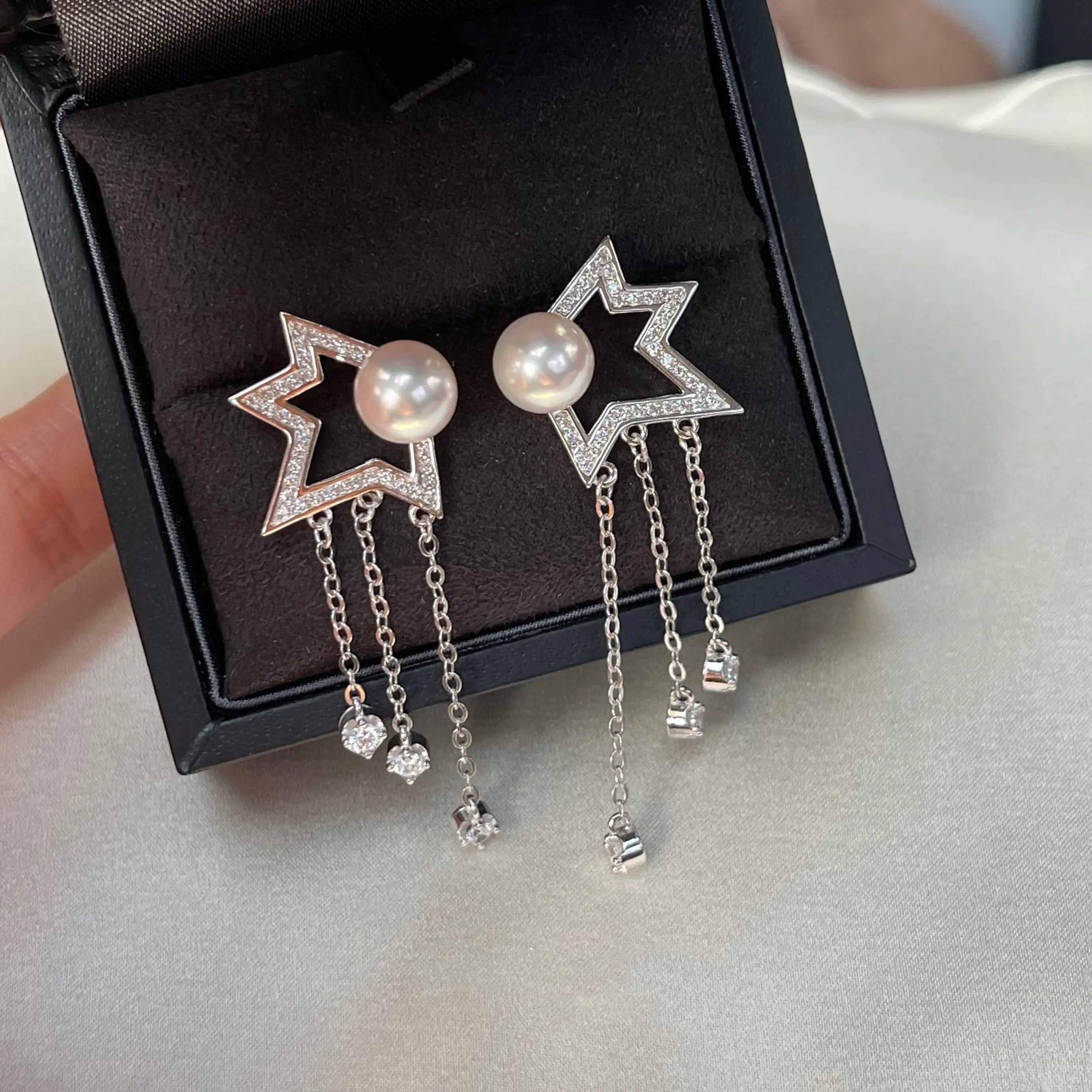 Brincos de pérolas comet série t, joias de prata esterlina 925 de meteor japonês fuga, presente para mulheres