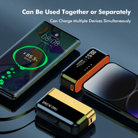 Chargeur portable 2-en-1 20W avec batterie Li-Polymère, câble de charge rapide Type-C, batterie externe sans fil et détachable