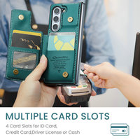 Casing Kulit PU CaseMe untuk Z Fold 2/3/4/5 dengan Dompet 2-in-1 & Ritsleting Belakang Anti Benturan Magnetik Flip