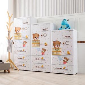 Design moderno bambino in plastica a 5 livelli armadio portaoggetti armadietto a <span class=keywords><strong>doppia</strong></span> porta con stile cartone animato per mobili camera da letto - Product Image 2