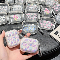 Étui pour écouteurs en silicone avec boucle d'escalade en montagne, paillettes roses, fleurs d'amour, pour iPhone Airpods Pro 1 2 3 4