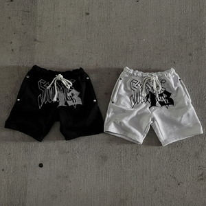 Pantalones cortos ajustados con parches de apliques informales deportivos bordados para hombre de fabricante - Product Image 1