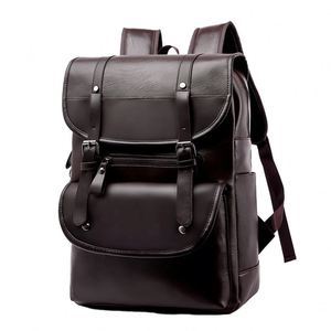 Wholesale Men's Vintage Crazy Horse Pu Leather Laptop <b>Backpack</b> Custom Logo Waterproof Zipper Closure for Daily Leisure Use - Product Image 4
