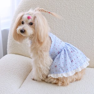 Vestido de lunares azul Hipi Tiger para perros, falda bonita de verano con detalle de lazo - Product Image 3