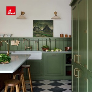 Armoires de <span class=keywords><strong>cuisine</strong></span> en bois massif Alland sur mesure, style transitionnel, multicolores, laquées mates, portes Shaker, pour plans ouverts - Product Image 6
