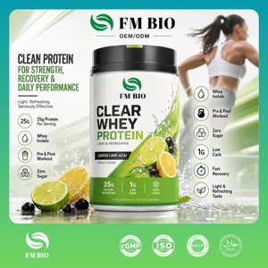 Protéine en Poudre Isolat de Lactosérum Transparente Marque Blanche OEM Citron Lime Açaï 25g Protéines Zéro Sucre Faible en Glucides Supplément Pré et Post-Entraînement - Product Image 1