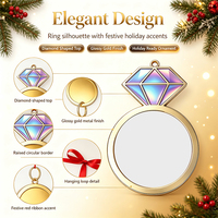 Personalisierter Verlobungsring-Anhänger aus Zinklegierung mit Gold-Sublimationsdruck für Heiligabend, Individueller Braut-Charm