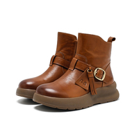 Bottines en daim bruni à lacets pour femmes avec doublure en cuir véritable, confortables et respirantes, style cowboy