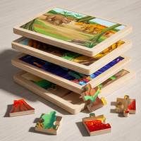 Puzzle éducatif en bois pour adolescents, thème dinosaures et scènes préhistoriques, avec revêtement pigmentaire à base d'eau, découpe pressée, finition mate lisse