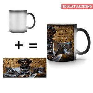 Frosted Black 11oz <b>Ceramic</b> <b>Mug</b> Heat Activated Coffee Cup With 2D Flat Painting Design - Product Image 4