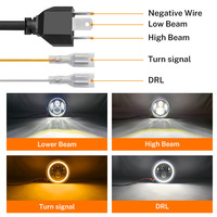 Faro LED per auto Wrangler da 7 pollici, 6 LED, a cerchio completo, 12V 60W, per modifica veicoli fuoristrada, con apertura integrata e abbaglianti/anabbaglianti