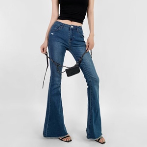 Jupe en <span class=keywords><strong>jean</strong></span> pour femme, coupe ajustée, avec ourlet brut, étiquette privée personnalisée, tendances pour femme - Product Image 1