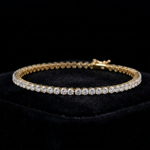 Bracelet tennis en or 14 carats blanc, jaune et rose, diamants de laboratoire taille brillant, clarté VVS2, couleur F, certifié IGI, pour mariage - Product Image 2